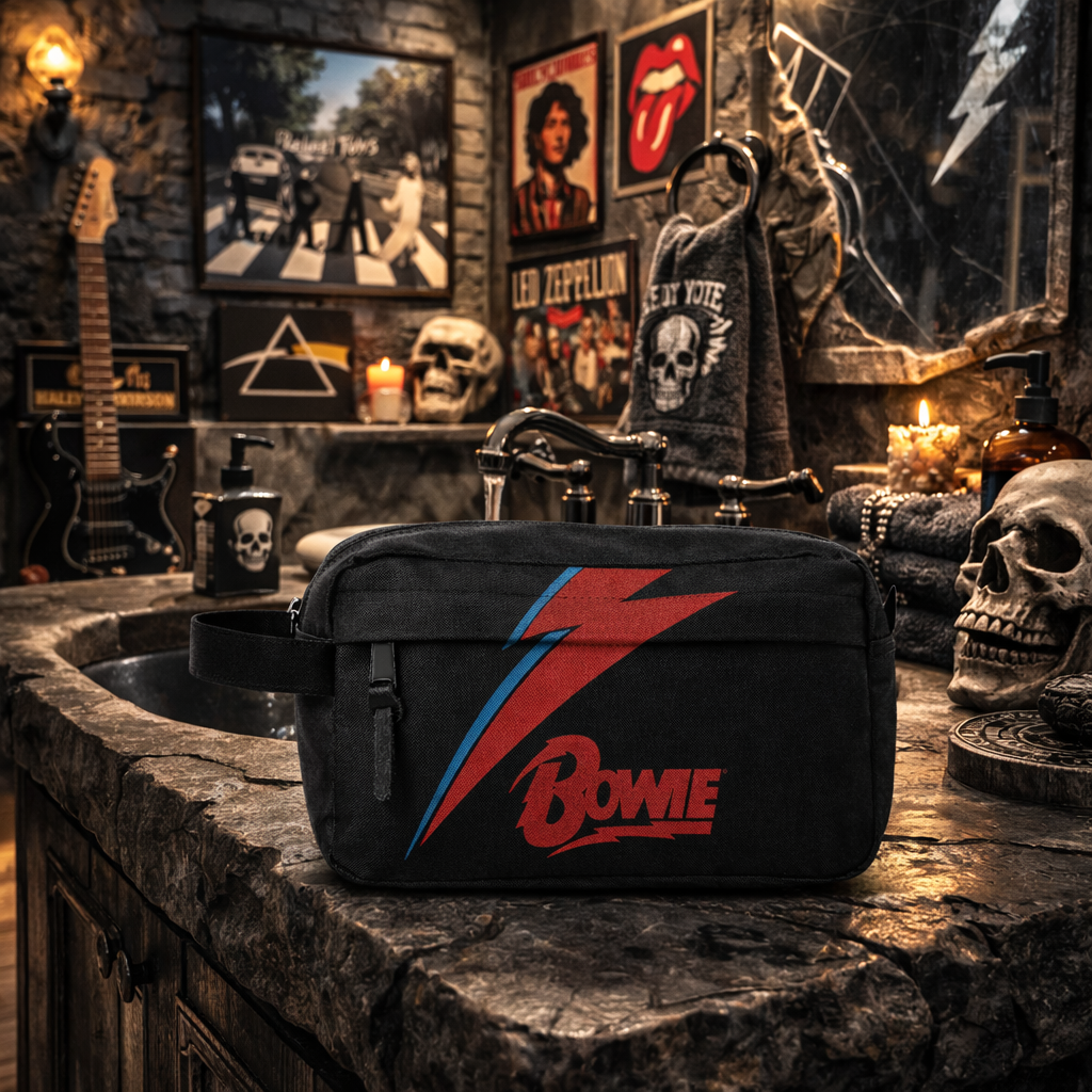 Rocksax David Bowie Wash Bag - Lightning Black