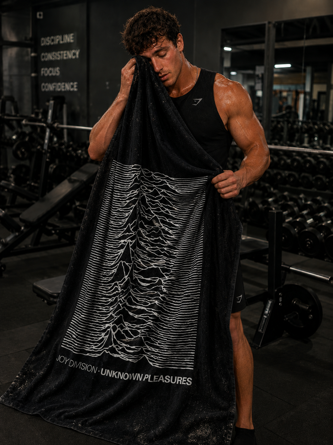 Rocksax Joy Division Towel - Unknown Pleasures Black