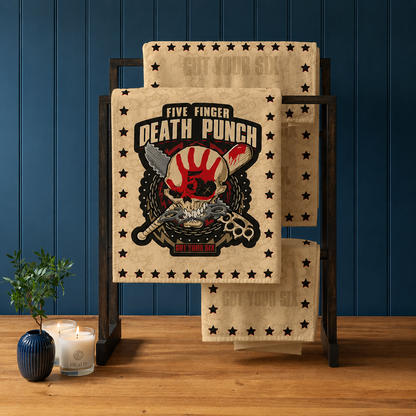 Rocksax Five Finger Death Punch Towel - Got Your Six Beige