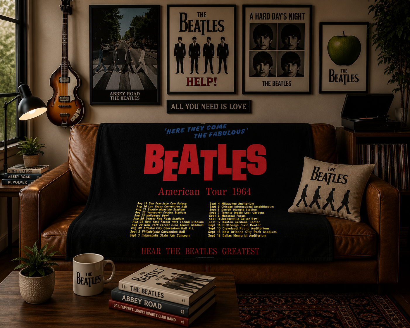 Rocksax The Beatles Blanket - America Tour Black