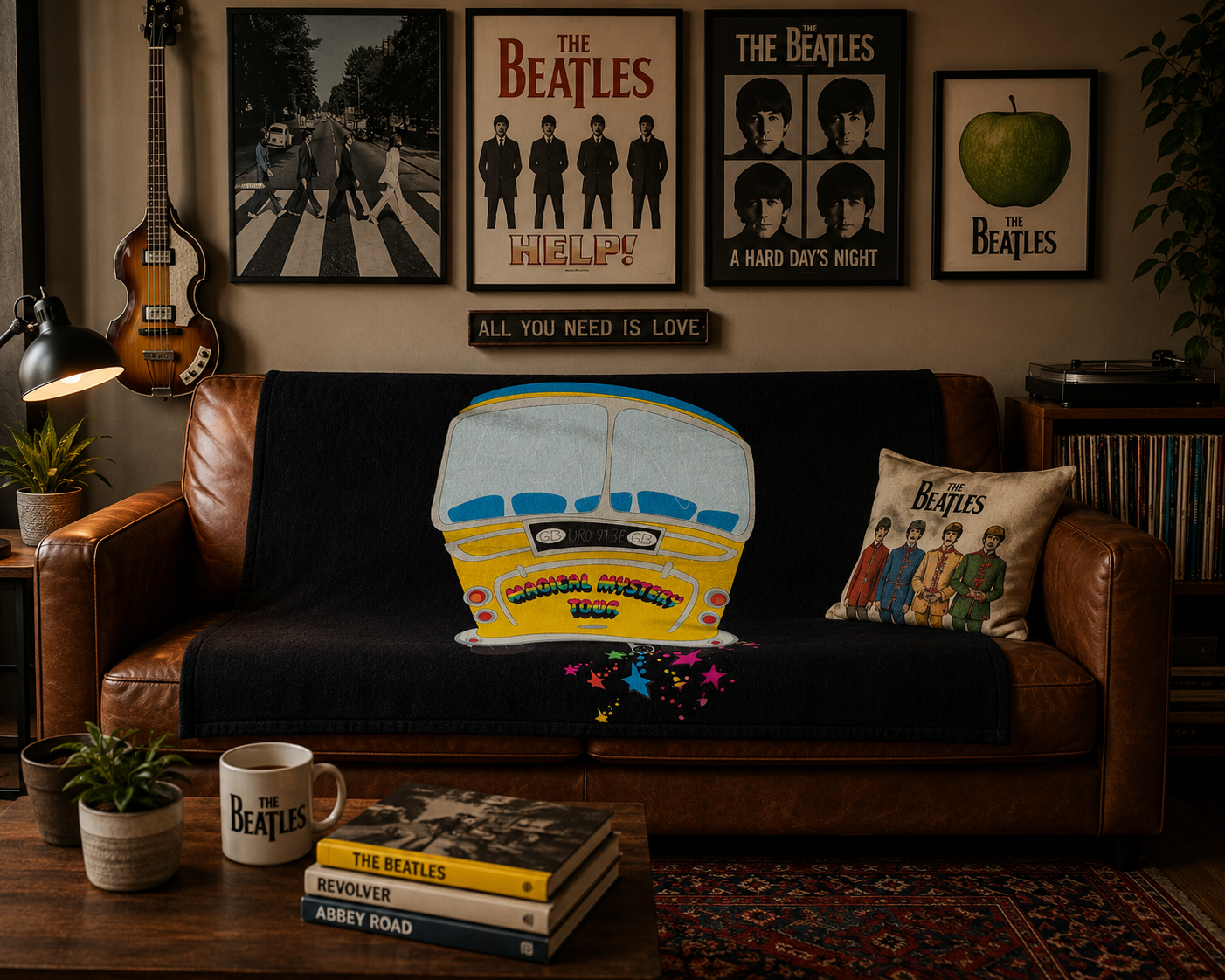 Rocksax The Beatles Blanket - Magical Mystery Tour Bus