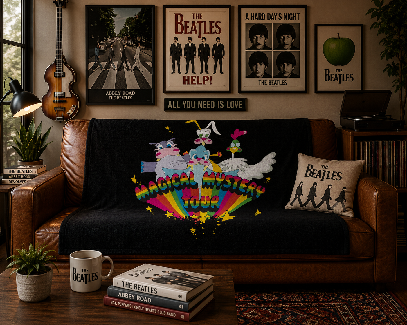 Rocksax The Beatles Blanket - Magical Mystery Characters Black