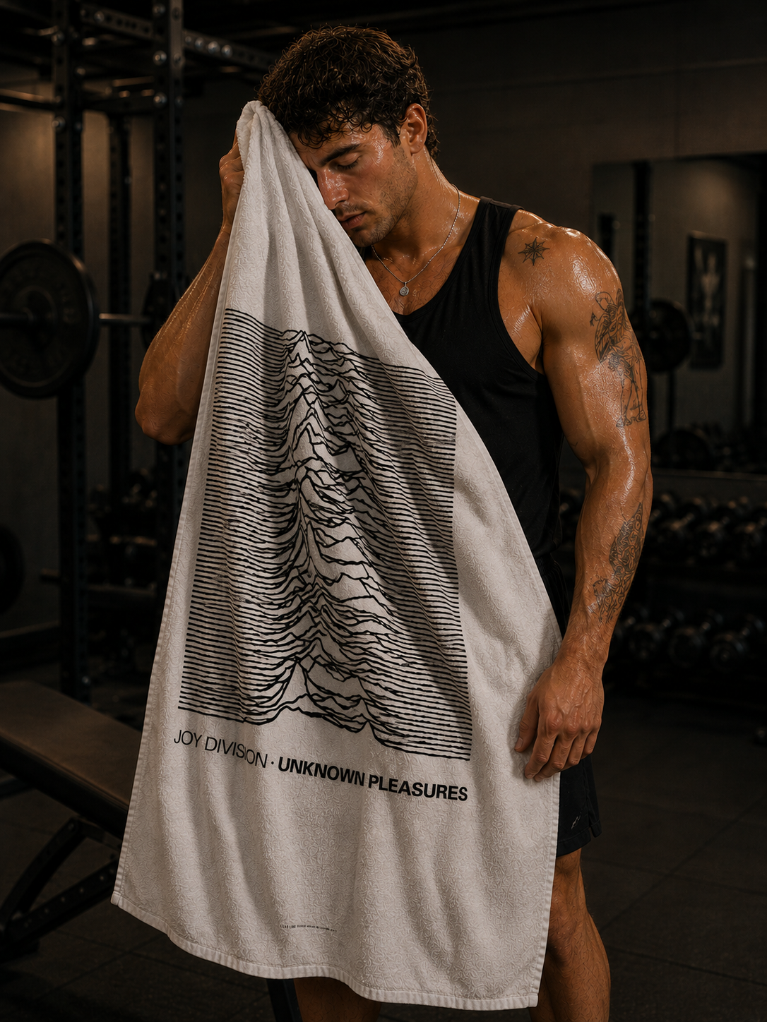 Rocksax Joy Division Towel - Unknown Pleasures White