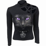 BLACK CAT - Pentagram Shoulder Longsleeve Top