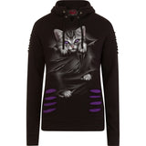BRIGHT EYES - Large Hood Ripped Hoody Purple-Black