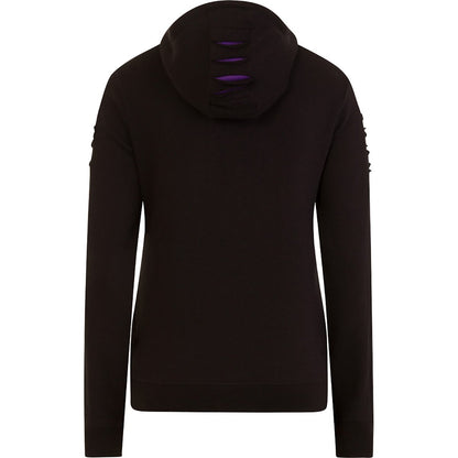 BRIGHT EYES - Large Hood Ripped Hoody Purple-Black