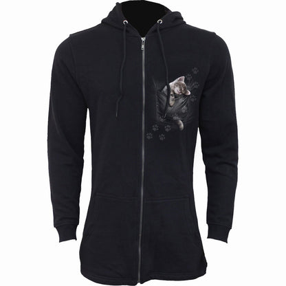 POCKET KITTEN - Ladies Fish Tail Full Zip Hoody - Zip Sleeve