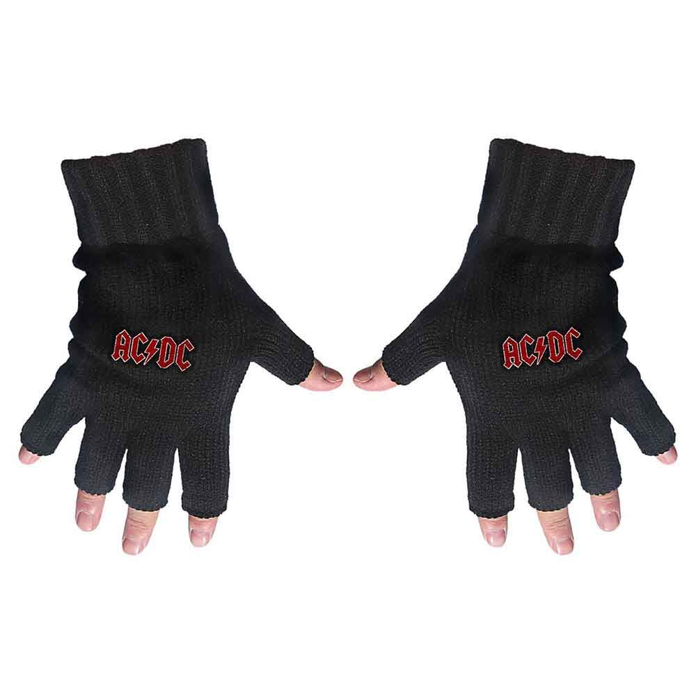 AC/DC Fingerless Gloves - Classic Red Logo