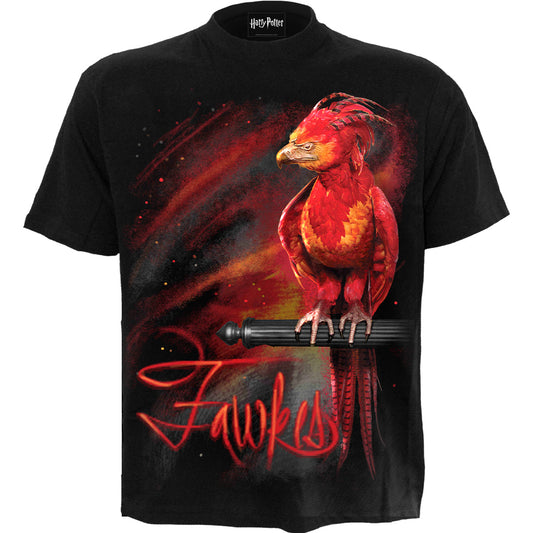 HARRY POTTER - FAWKES - Front Print T-Shirt Black