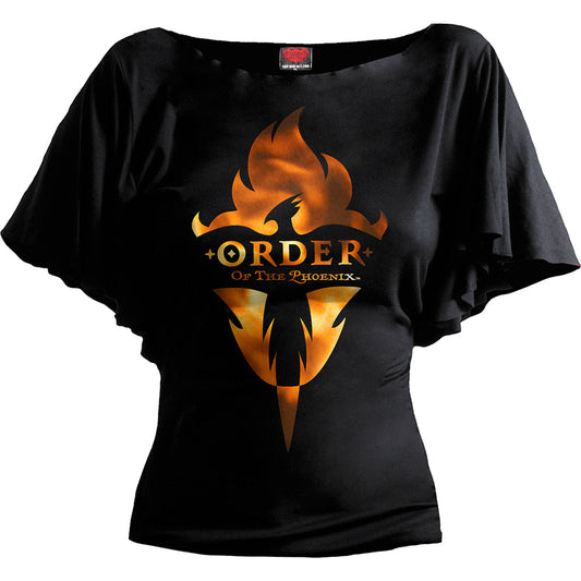 HARRY POTTER - ORDER OF THE PHOENIX - Boat Neck Bat Sleeve Top Black