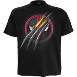 DEADPOOL - SLASHED - Front Print T-Shirt Black