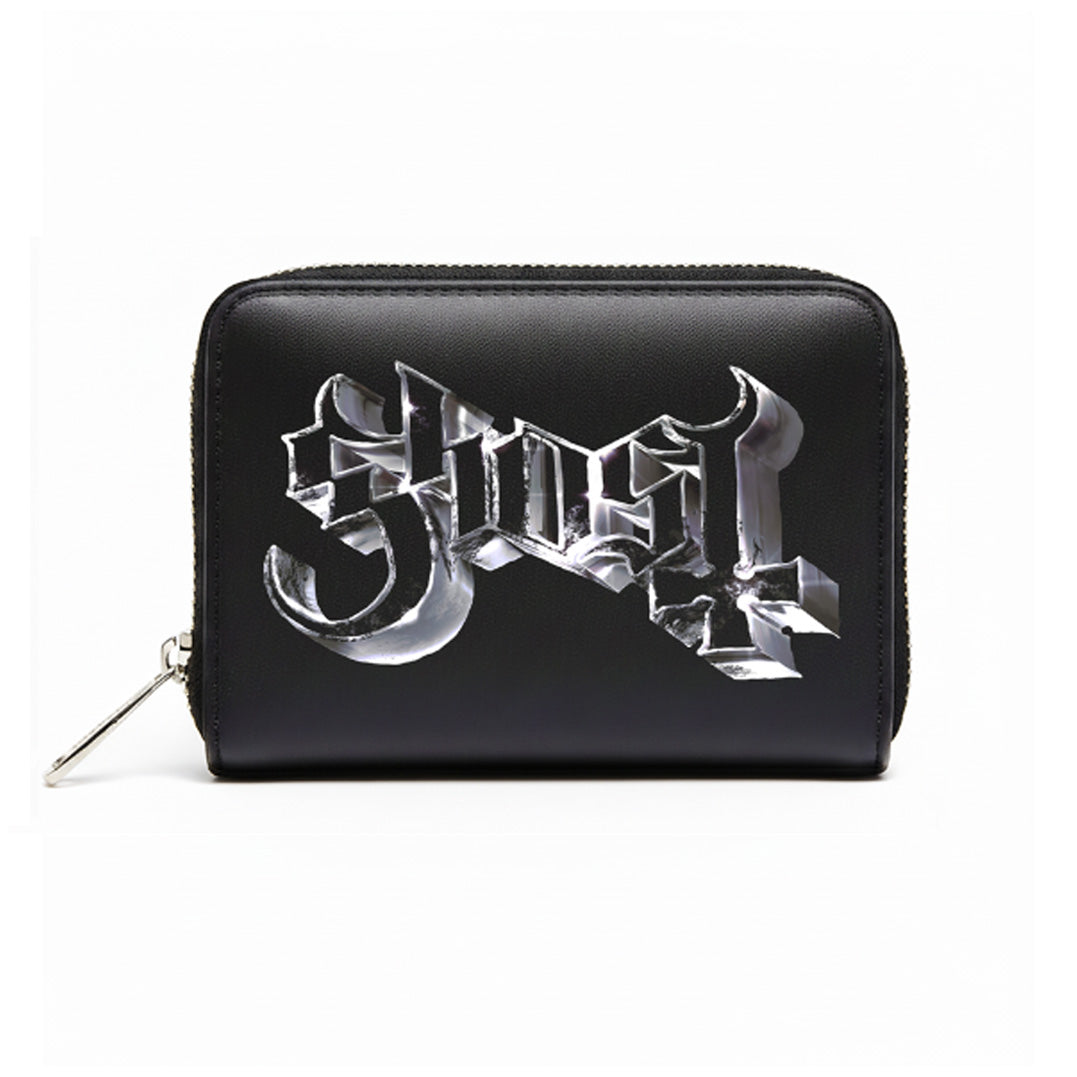 Rocksax Ghost Purse (Women's Bi-Fold Zipped Wallet) - Chrome Logo