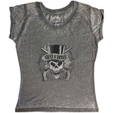 Guns N Roses Women's T Shirt - Faded Skull BO