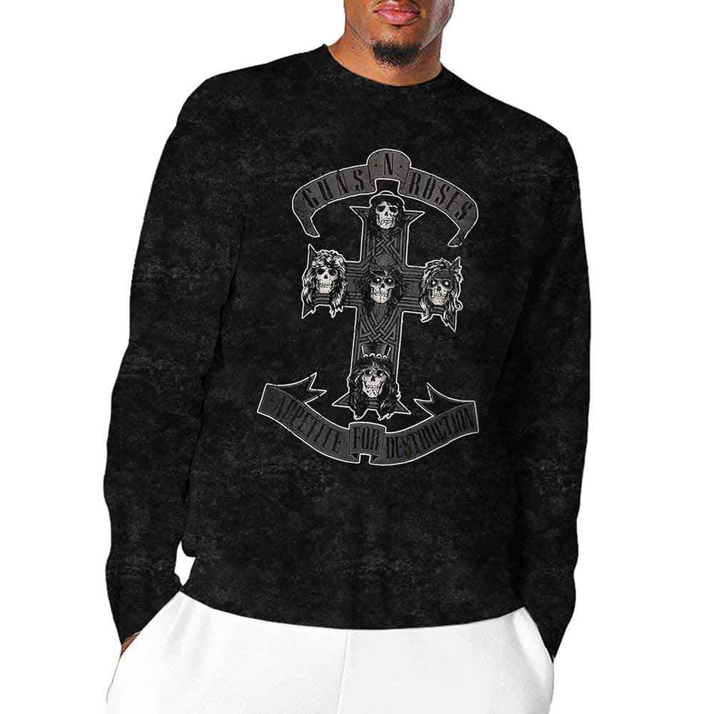 Guns N Roses Long Sleeve T Shirt - Monochrome Cross | Buy Now For 29.99