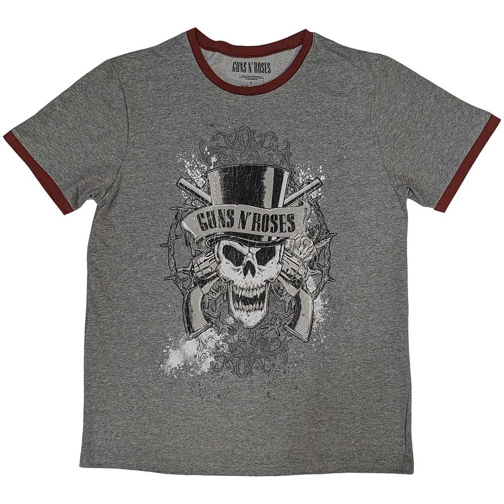 Guns N Roses T Shirt - Faded Skull Ringer