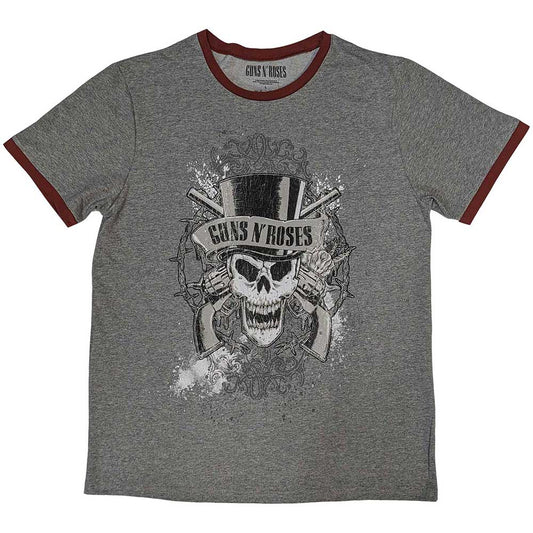 Guns N Roses T Shirt - Faded Skull Ringer