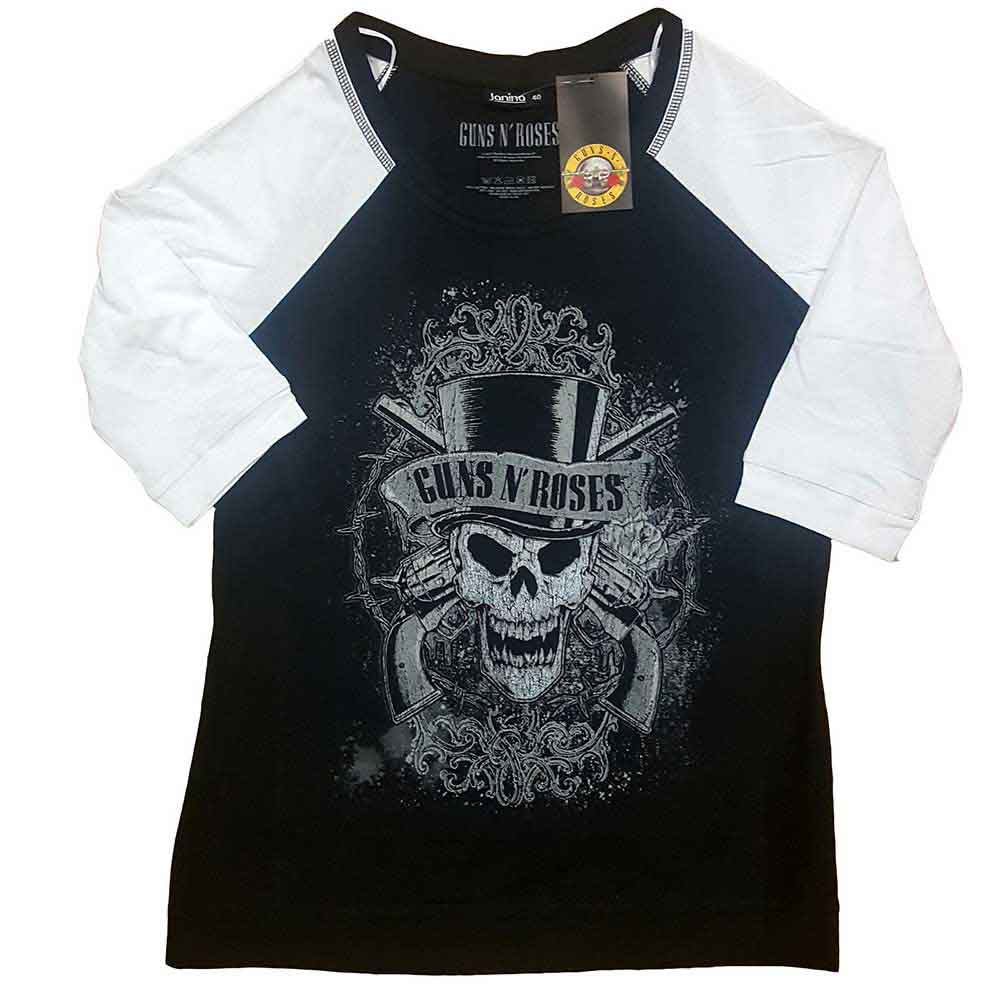 Guns N Roses Woman's T Shirt - Faded Skull