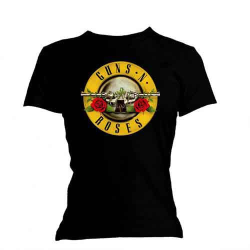 Guns N Roses Woman's T Shirt - Classic Bullet Logo Skinny
