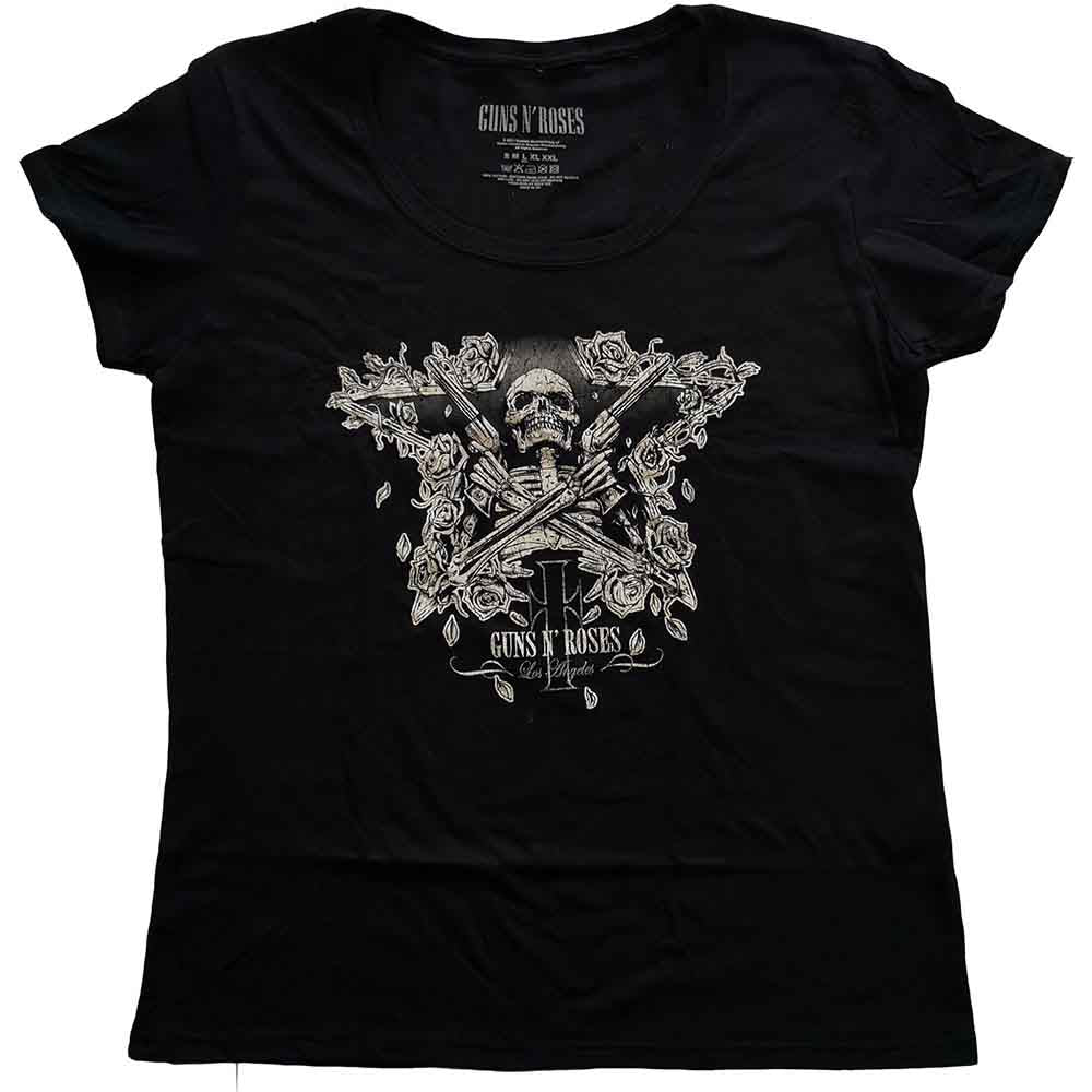 Guns N Roses Woman's T Shirt - Skeleton Guns