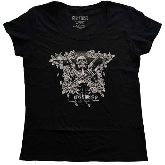 Guns N Roses Woman's T Shirt - Skeleton Guns