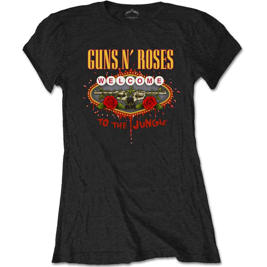 Guns N Roses Woman's T Shirt - Welcome To The Jungle LV