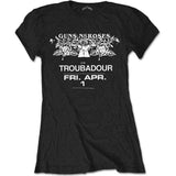 Guns N Roses Woman's T Shirt - Troubadour Flyer