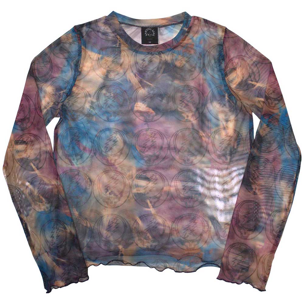 Grateful Dead Woman's Long Sleeve Crop Top - Stealy AOP