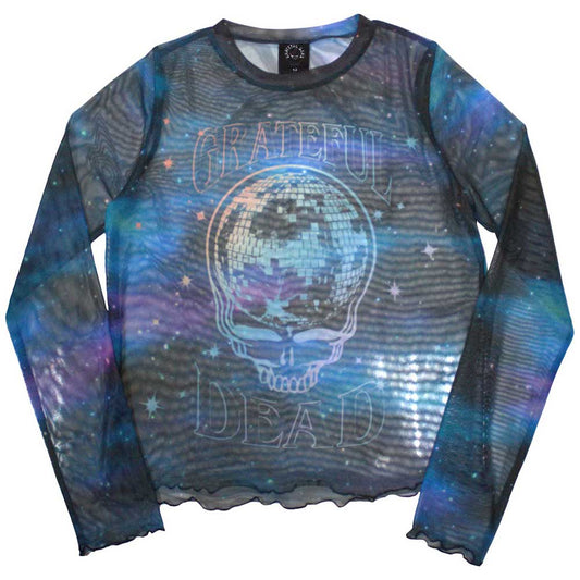 Grateful Dead Woman's Long Sleeve Crop Top - Stealy Glitter Ball