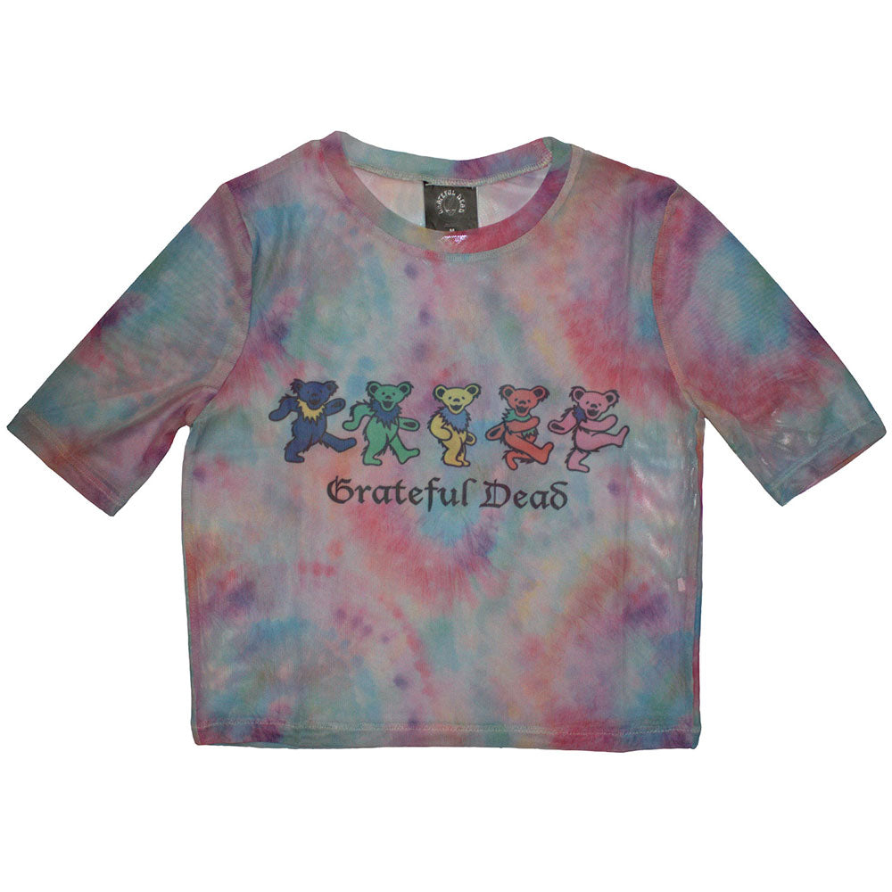 Grateful Dead Women's Mesh Short Sleeve Crop Top - Dancing Bears