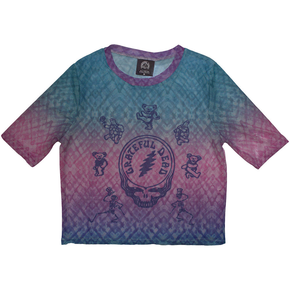 Grateful Dead Women's Mesh Short Sleeve Crop Top - Dead Egyptian Gradient