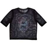 Grateful Dead Women's Mesh Short Sleeve Crop Top - Stealy Glitter Ball