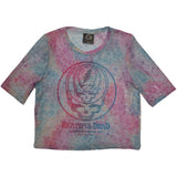 Grateful Dead Women's Mesh Short Sleeve Crop Top - Concentric Skulls