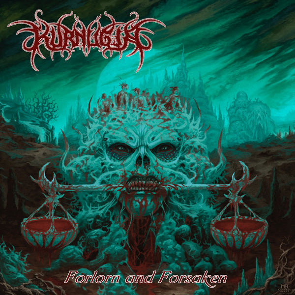 Kurnugia LP - Forlorn And Forsaken (Electric Blue W/ Heavy Oxblood Splatter Vinyl W/ Poster) | Buy Now For 47.99