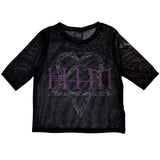 HIM Women's Mesh Short Sleeve Crop Top - Heartagram & Logo
