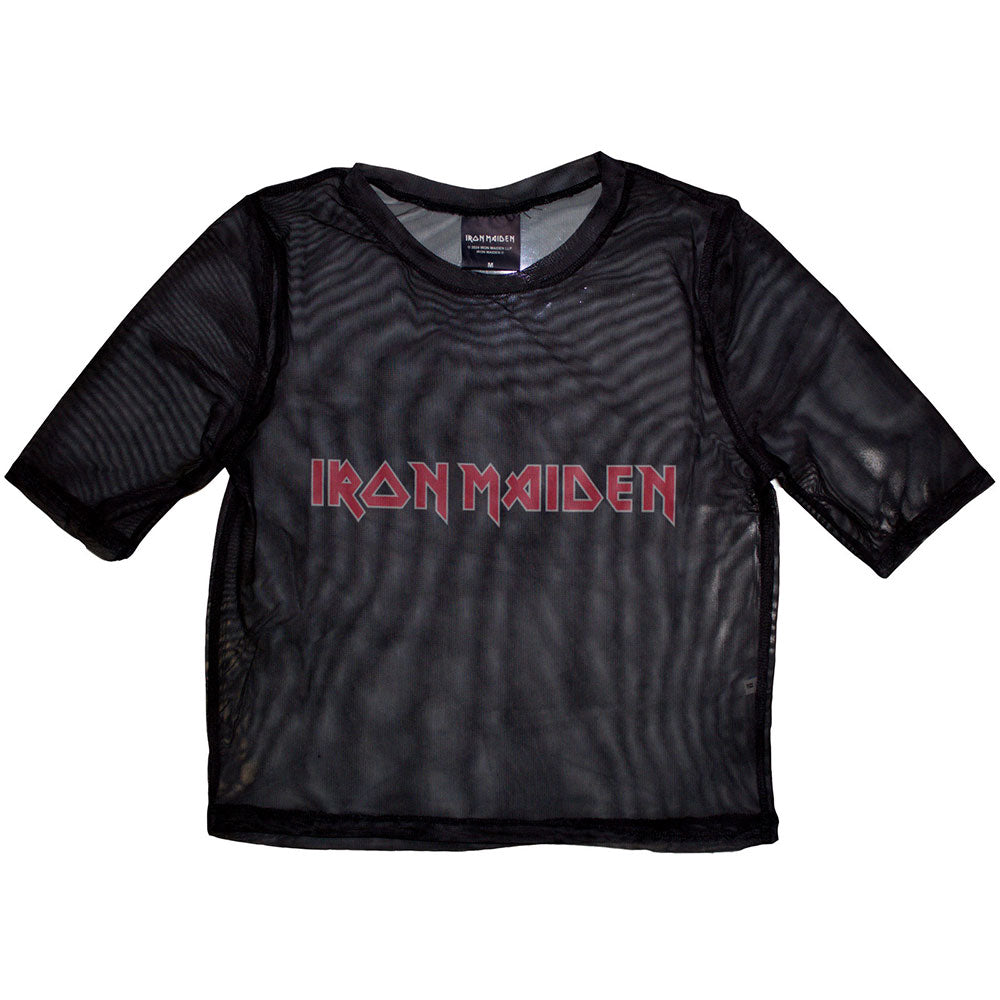 Iron Maiden Women's Mesh Short Sleeve Crop Top - Logo