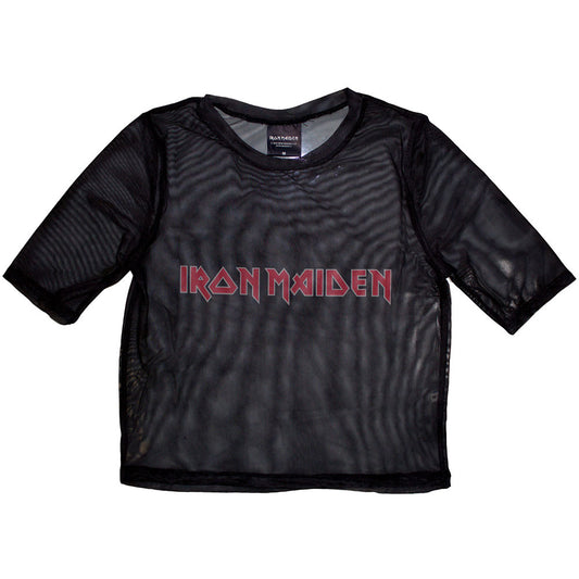 Iron Maiden Women's Mesh Short Sleeve Crop Top - Logo