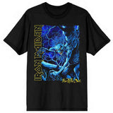 Iron Maiden T Shirt - FOTD Blue Tone Eddie Vertical Logo