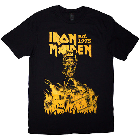 Iron Maiden T Shirt - Est. 1975 Holy Smoke Jumbo Yellow | Buy Now For 24.99