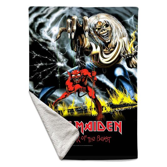 Rocksax Iron Maiden Sherpa Fleece Blanket - Number of the Beast  | Buy Now From £39.99