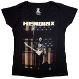 Jimi Hendrix Woman's T Shirt - Peace Flag Scoop Neck