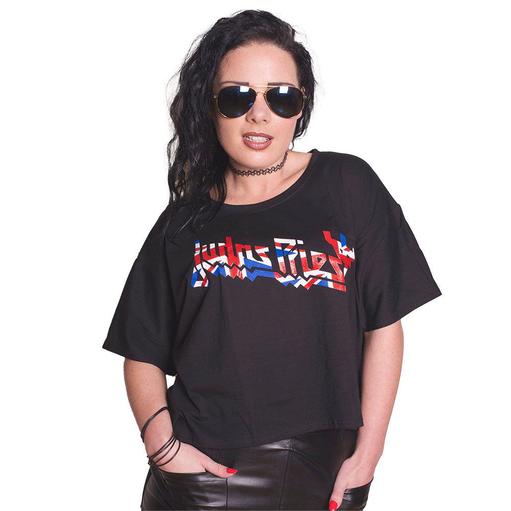 Judas Priest Women's T Shirt - Union Glitter Print Boxy | Buy Now For 34.99