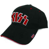 Kiss Baseball Caps - Red On White Logo Puff Embroidered