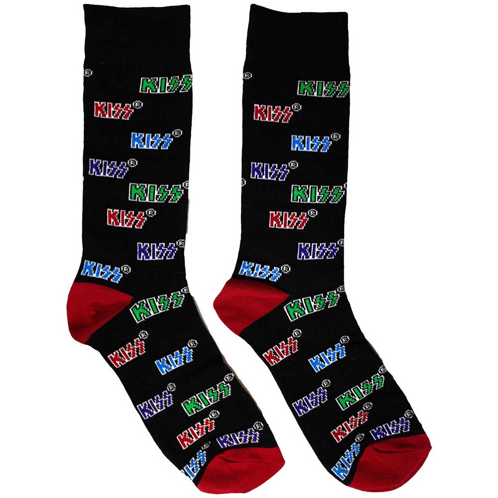 KISS Ankle Socks - Coloured Logos Pattern