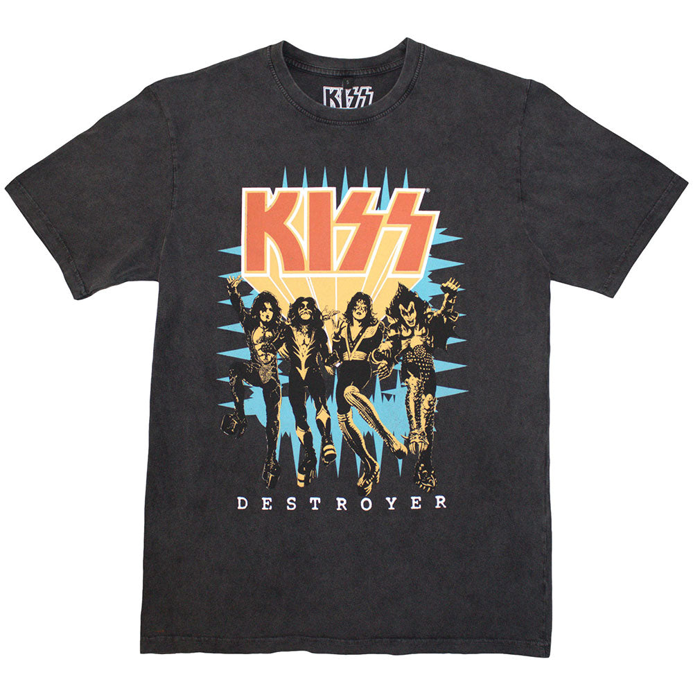 KISS T Shirt - Destroyer 3D Logo Stone Wash
