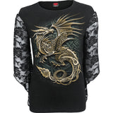 CELTIC DRAGON - Rose Lace Sleeve Top