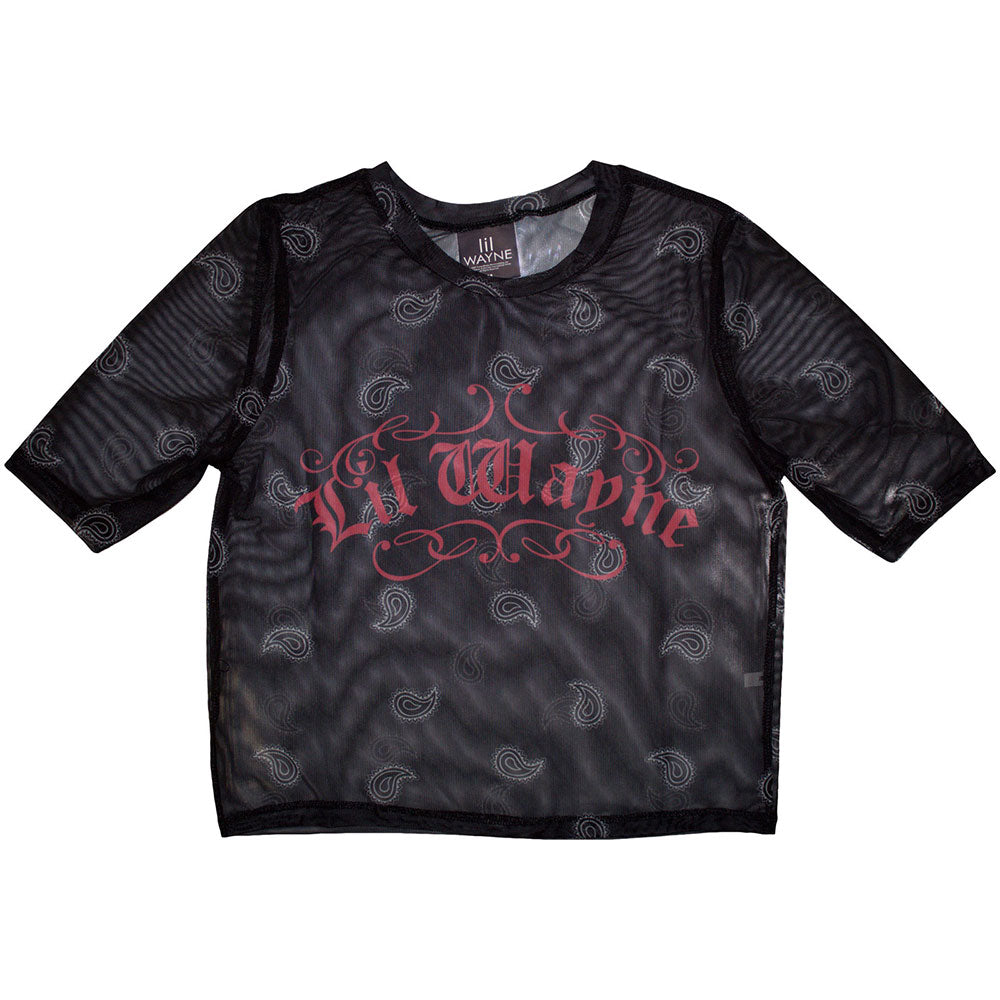 Lil Wayne Women's Mesh Short Sleeve Crop Top - Script Logo