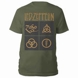 Led Zeppelin T Shirt - Gold Symbols In Black Square