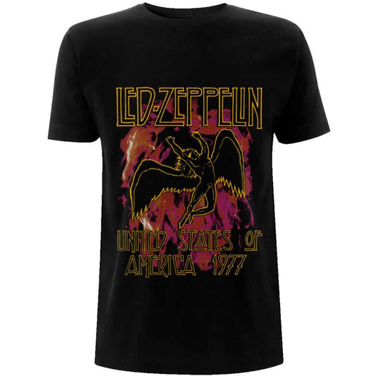 Led Zeppelin T Shirt - Black Flames