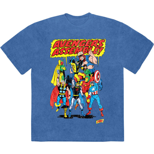 Marvel Comics T Shirt - Avengers Assemble Retro Stone Wash | Buy Now For 24.99
