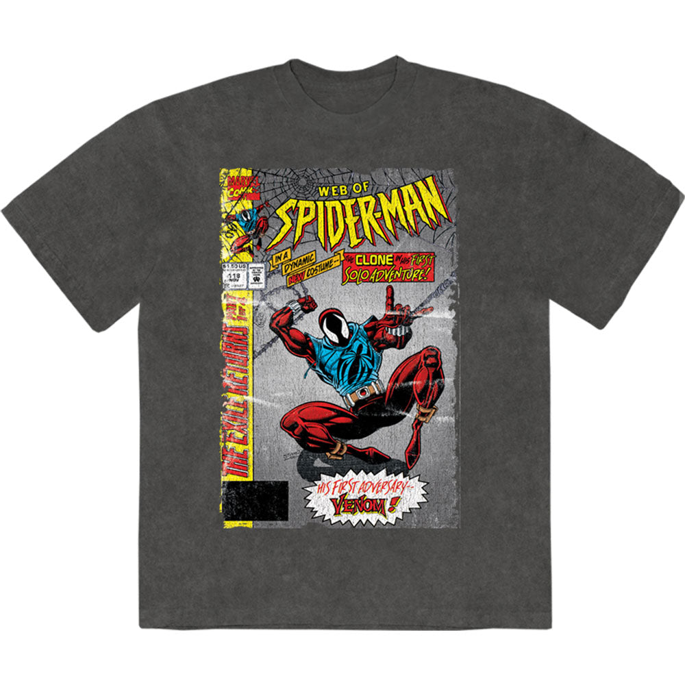 Marvel Comics T Shirt - Web Of Spider-Man Stone Wash | Buy Now For 24.99